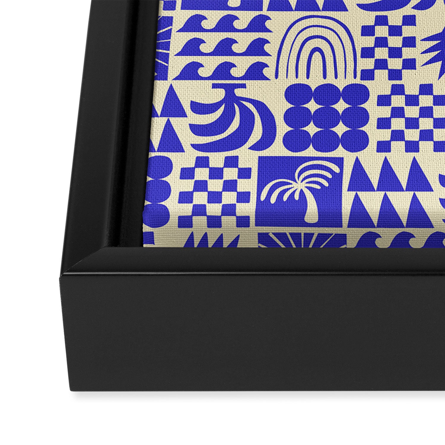 Abstract blue tropical mosaic art pattern Framed Canvas Print Gallery Image 3