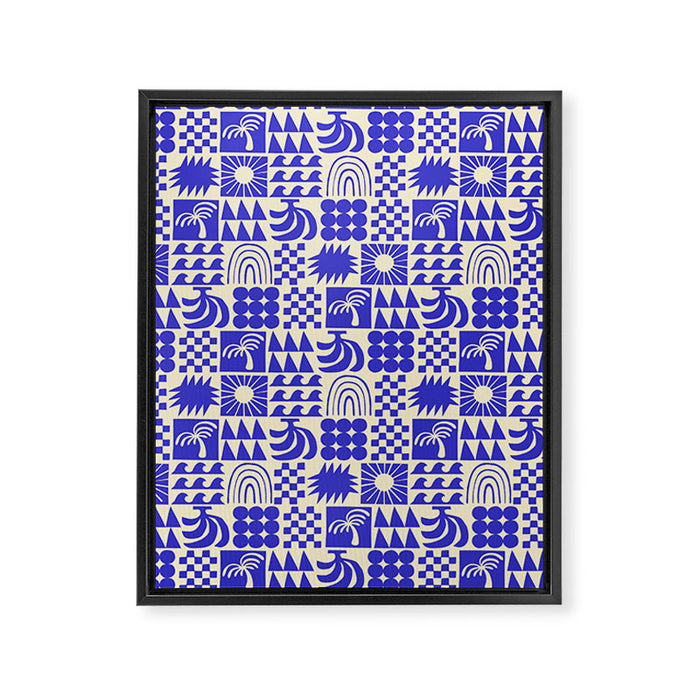 Abstract blue tropical mosaic art pattern Framed Canvas Print Gallery Image 1