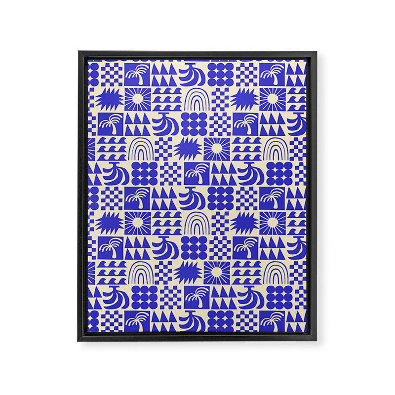 Abstract blue tropical mosaic art pattern Framed Canvas Print Gallery Image 8
