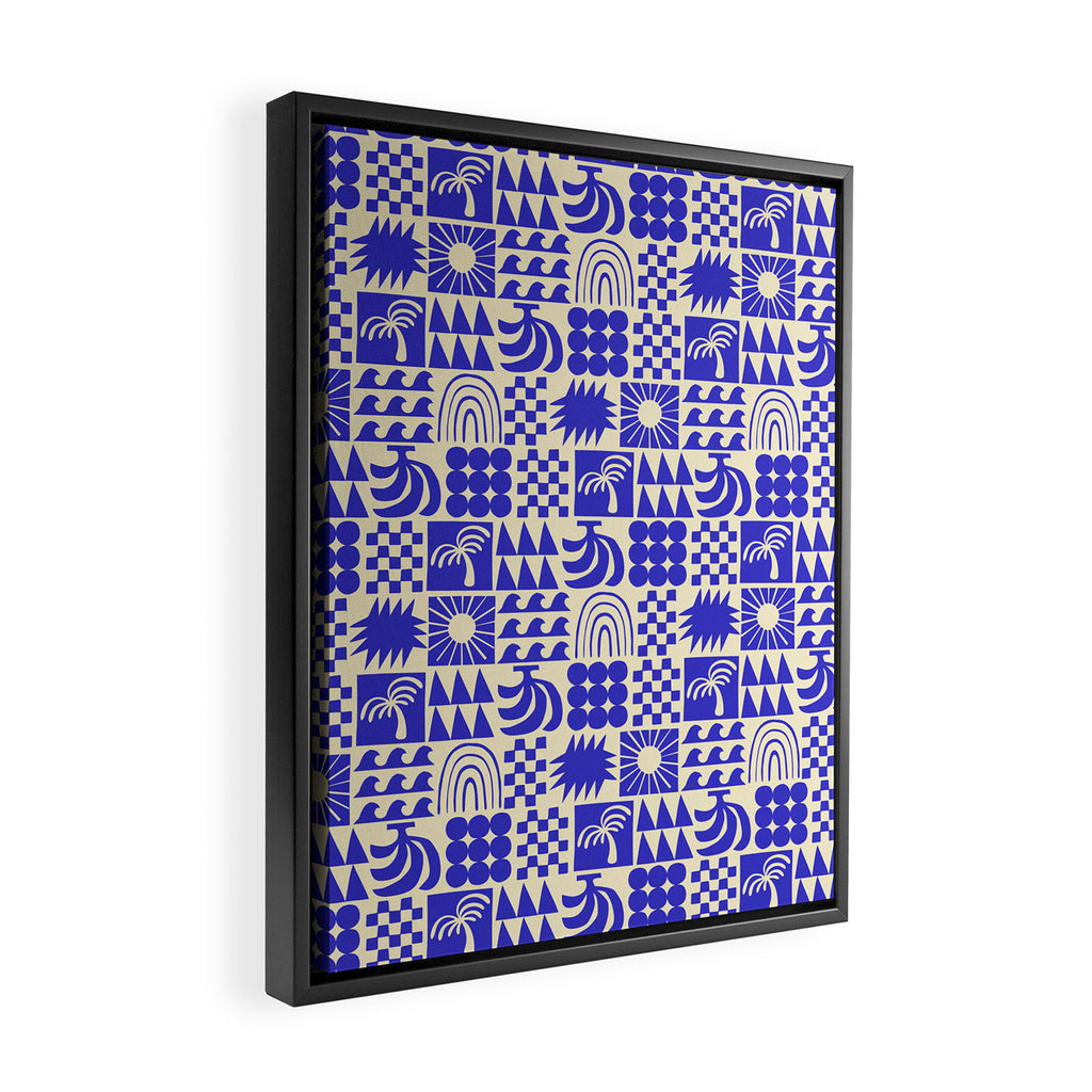 Abstract blue tropical mosaic art pattern Framed Canvas Print Gallery Image 2