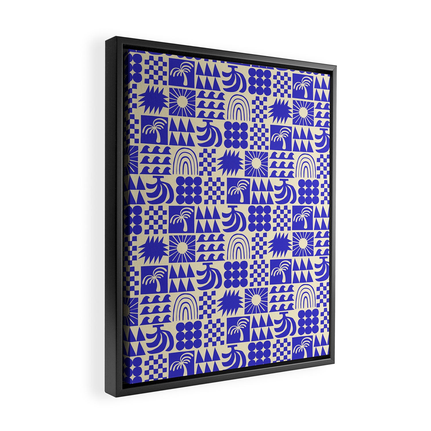 Abstract blue tropical mosaic art pattern Framed Canvas Print Gallery Image 2