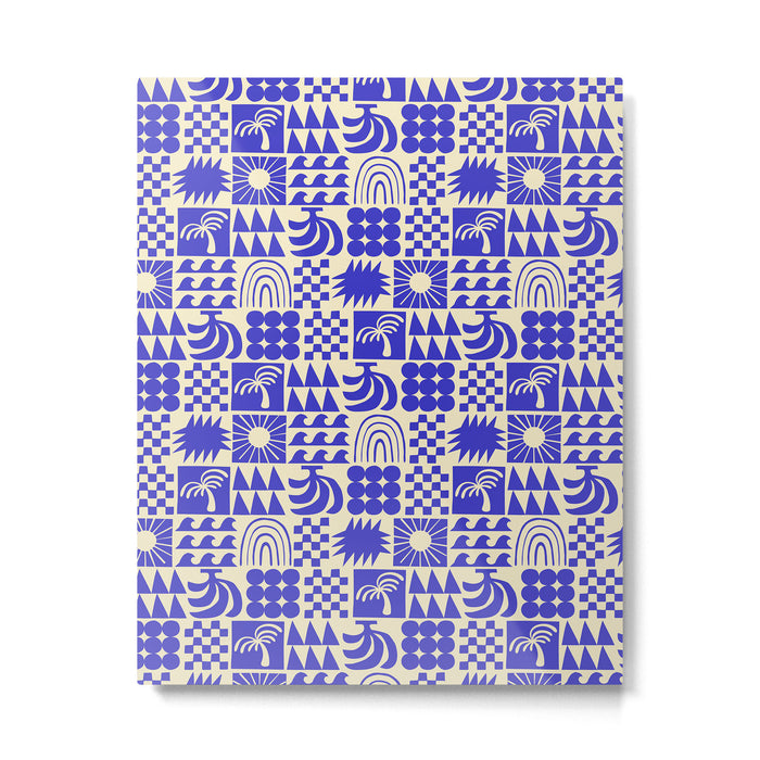 Abstract blue tropical mosaic art pattern Metal Print Gallery Image 1