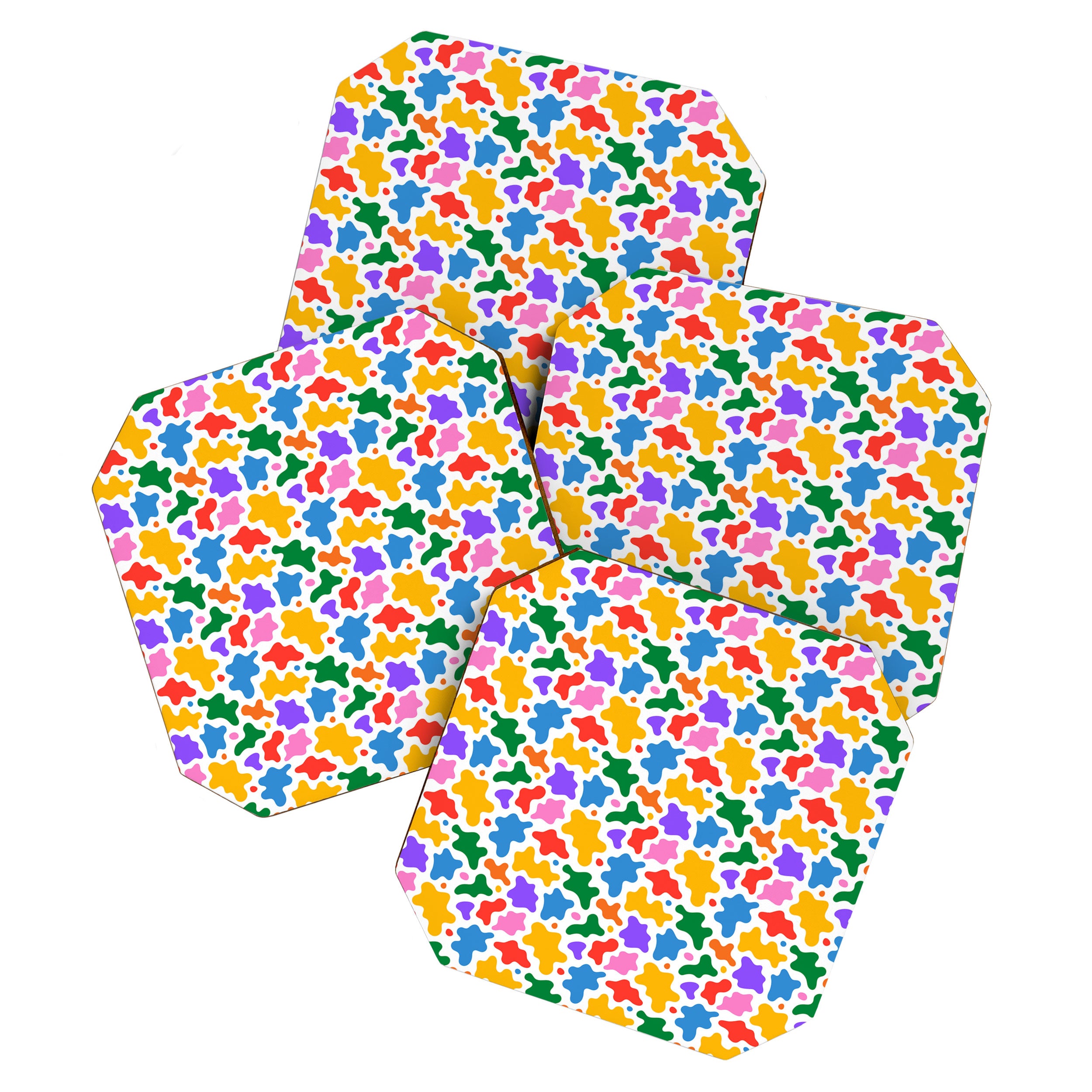 Abstract colorful art splash shape pattern Coaster Gallery Image 1