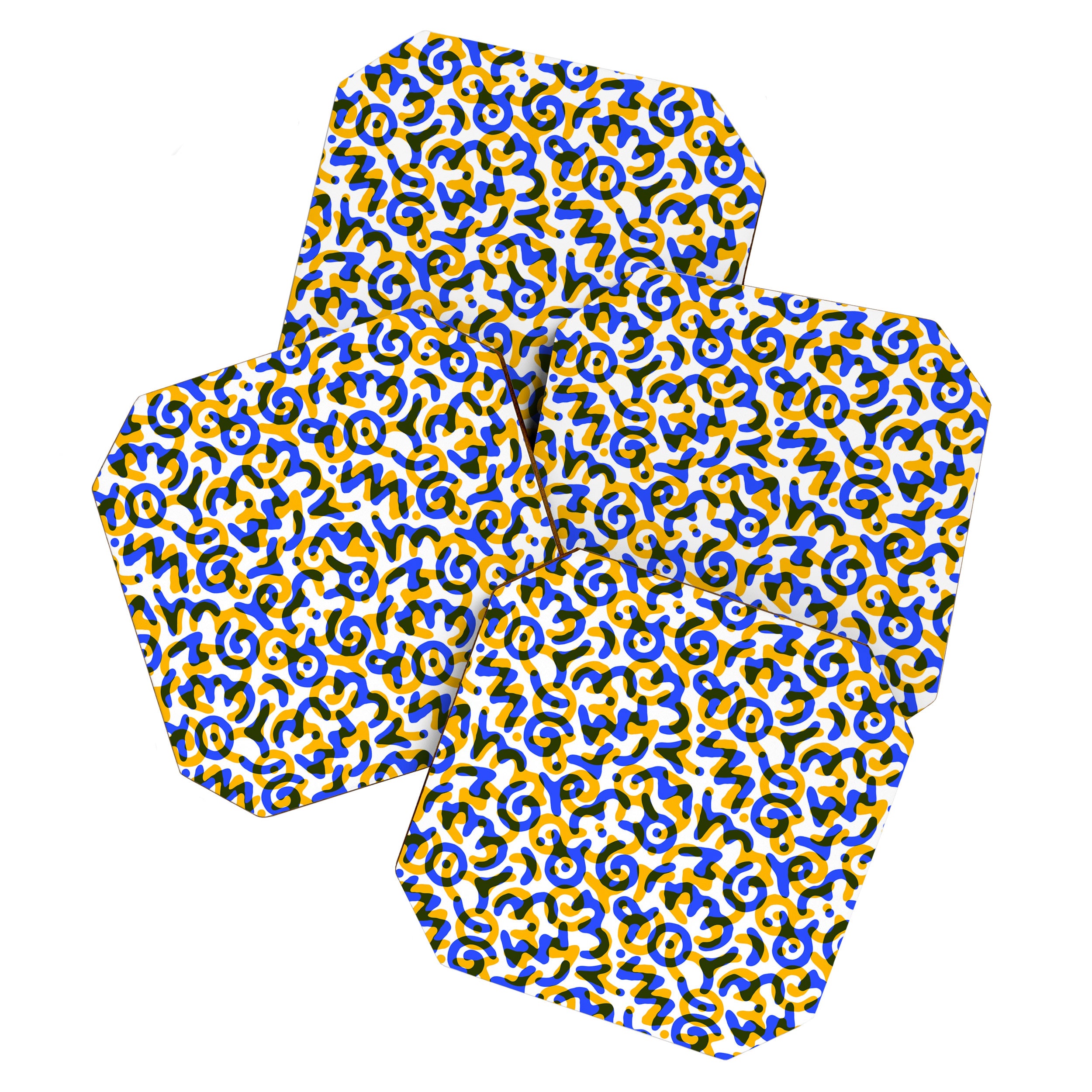 Abstract colorful doodle art pattern Coaster Gallery Image 1