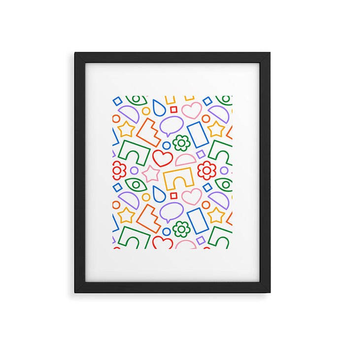 Abstract colorful doodle shape art pattern Framed Art Print Gallery Image 1