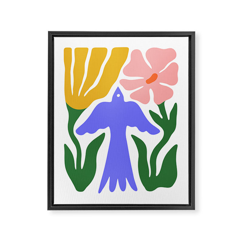 Abstract colorful flower bird nature art Framed Canvas Print Gallery Image 6