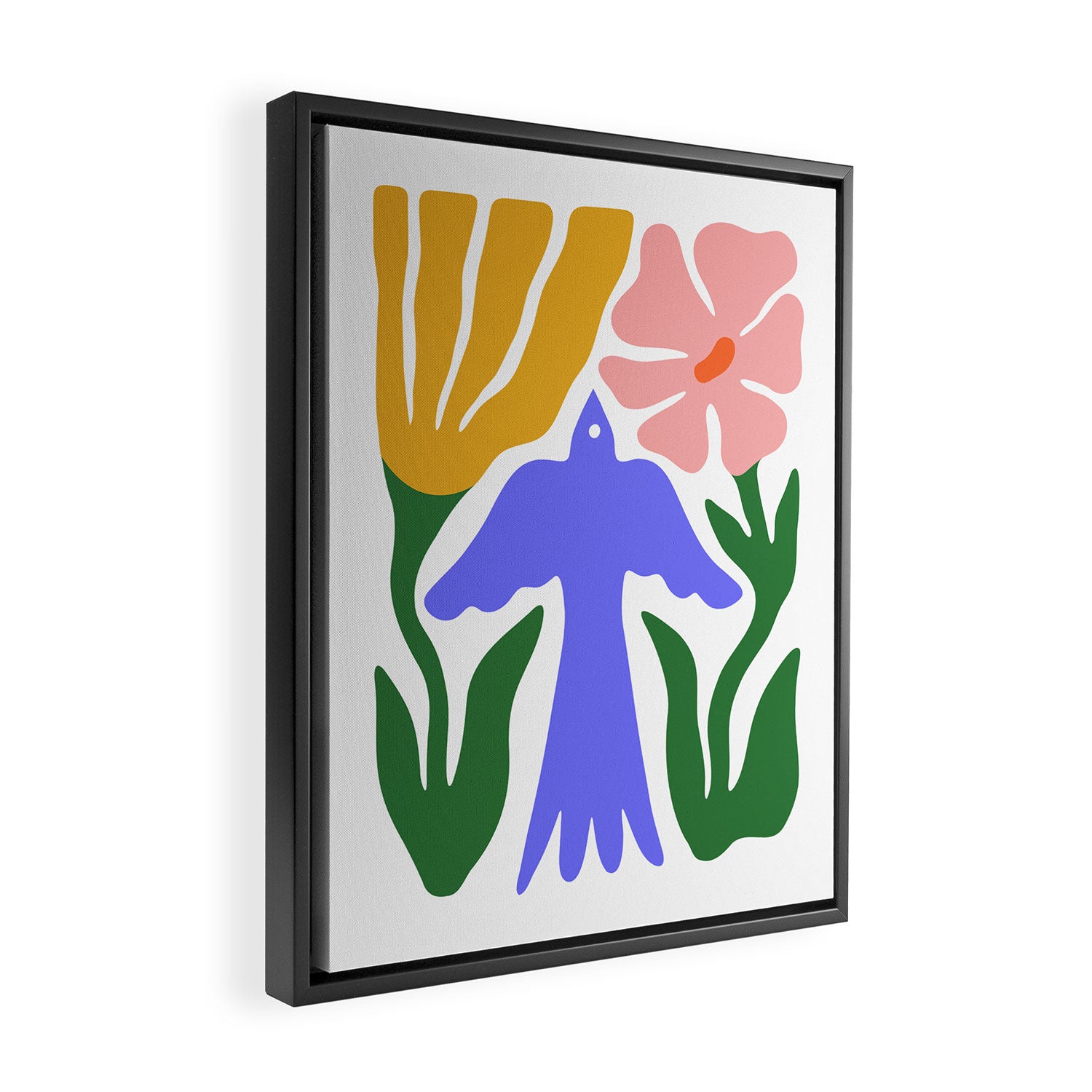 Abstract colorful flower bird nature art Framed Canvas Print Gallery Image 2