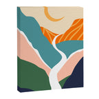 Abstract colorful mountain landscape moon view print Canvas Print Gallery Image 6