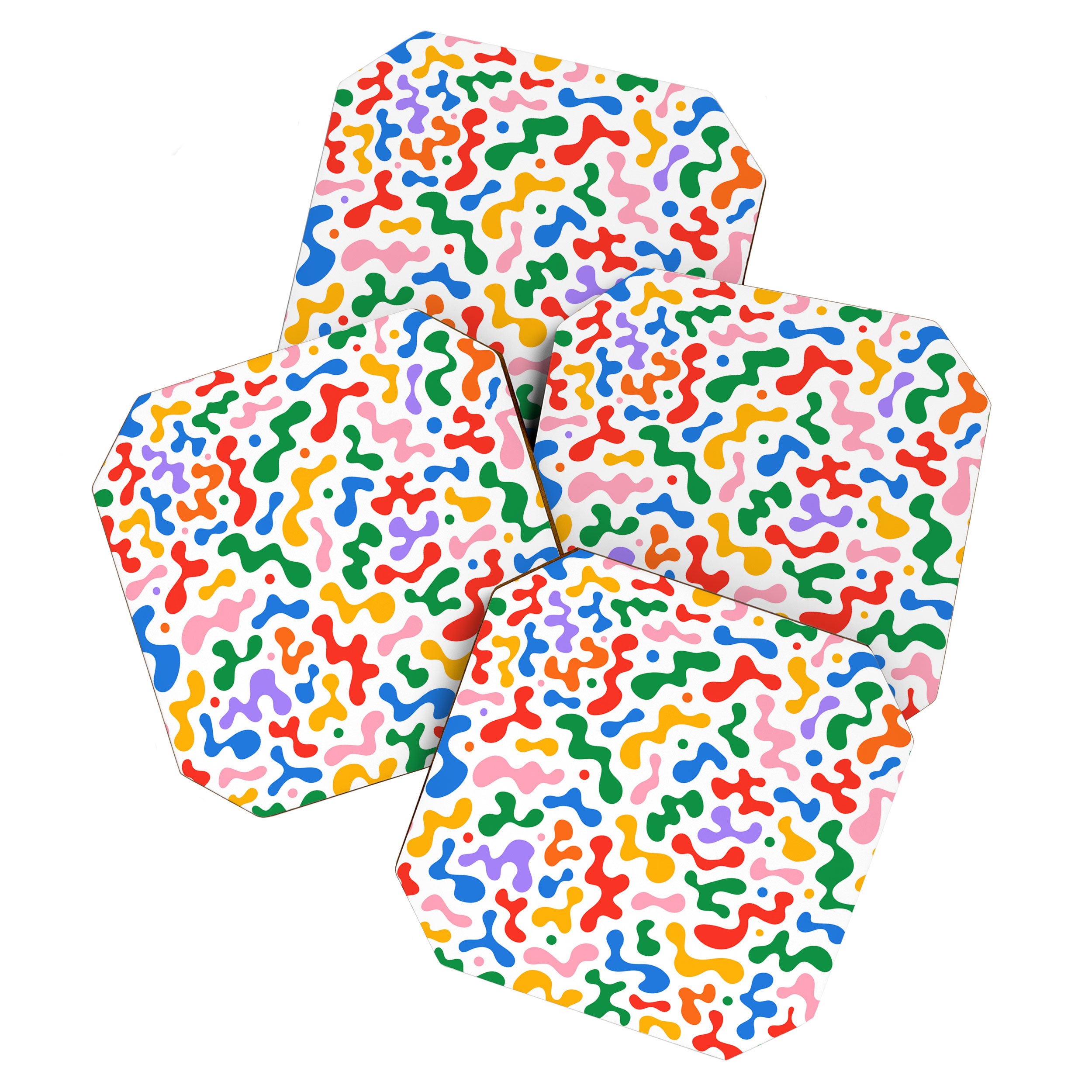 Abstract colorful organic liquid shape pattern Coaster Gallery Image 1