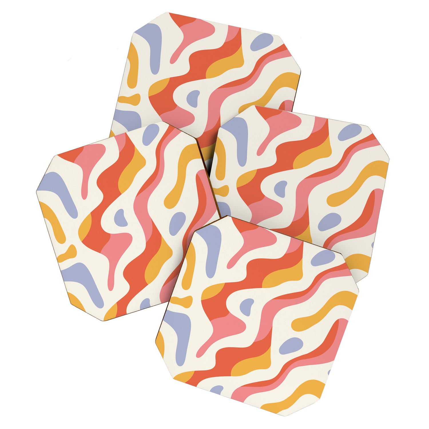 Abstract colorful organic shape art pattern Coaster Gallery Image 1