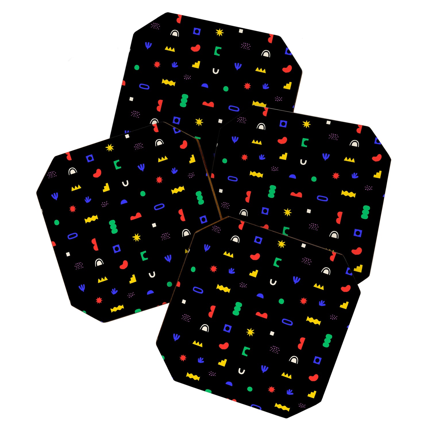 Abstract colorful organic shape art pattern Coaster Gallery Image 1