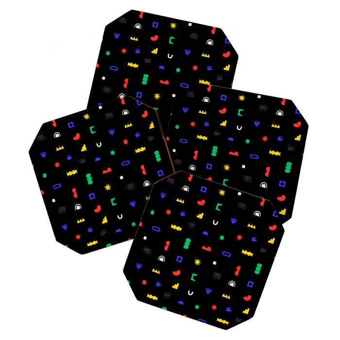 Abstract colorful organic shape art pattern Coaster Gallery Image 1