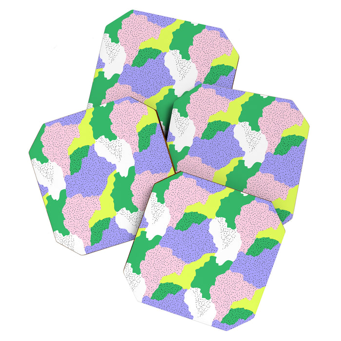 Abstract colorful retro 90s art pattern Coaster Gallery Image 1
