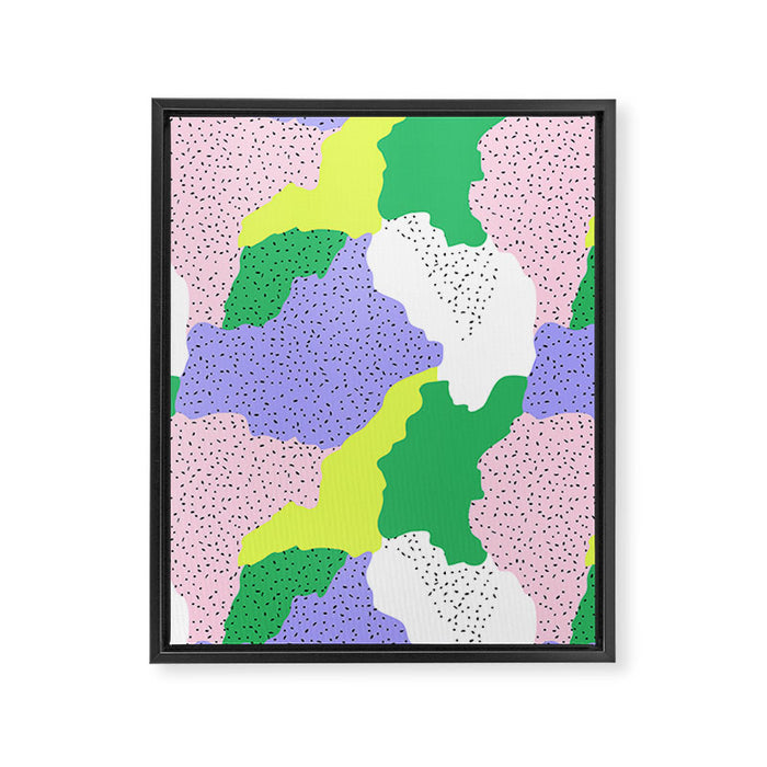 Abstract colorful retro 90s art pattern Framed Canvas Print Gallery Image 1