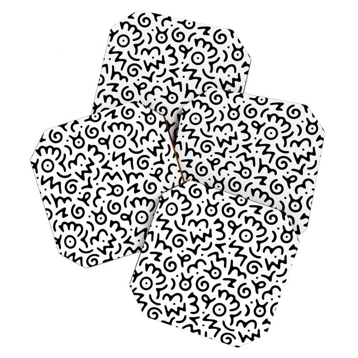 Abstract fun symbol doodle art pattern Coaster Gallery Image 1