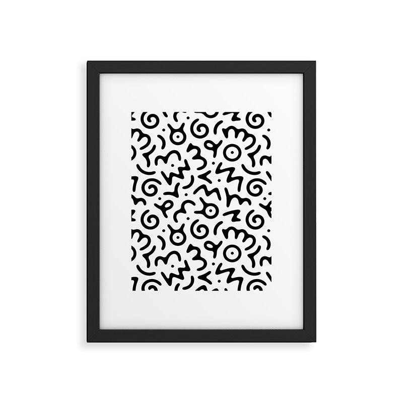 Abstract fun symbol doodle art pattern Framed Art Print Gallery Image 6