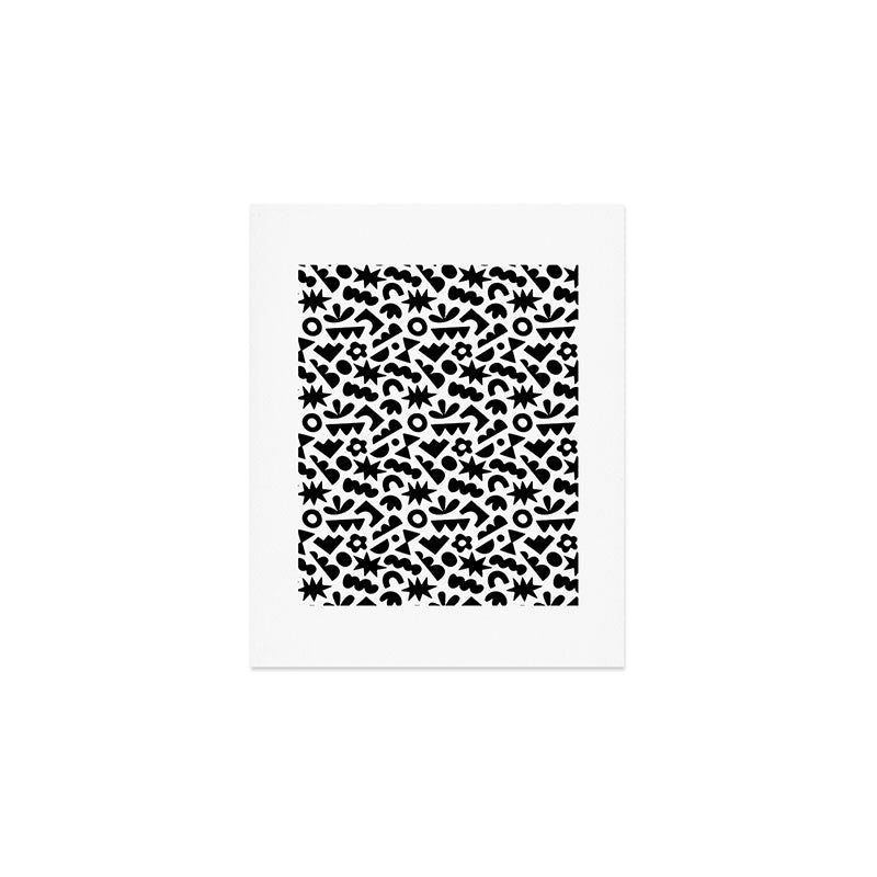 Abstract organic black and white shape pattern Art Print Gallery Image 1