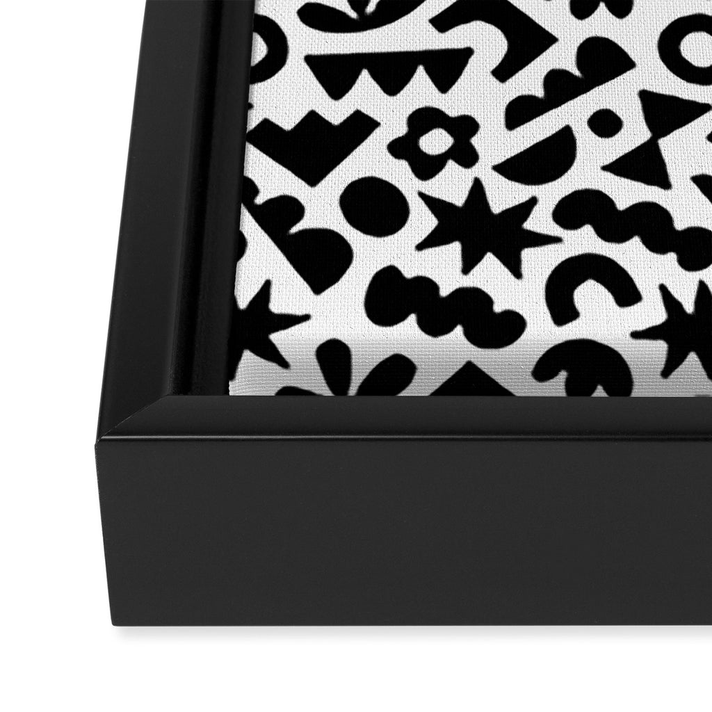 Abstract organic black and white shape pattern Framed Canvas Print Gallery Image 3