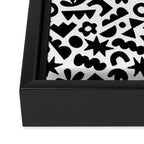 Abstract organic black and white shape pattern Framed Canvas Print Gallery Image 3