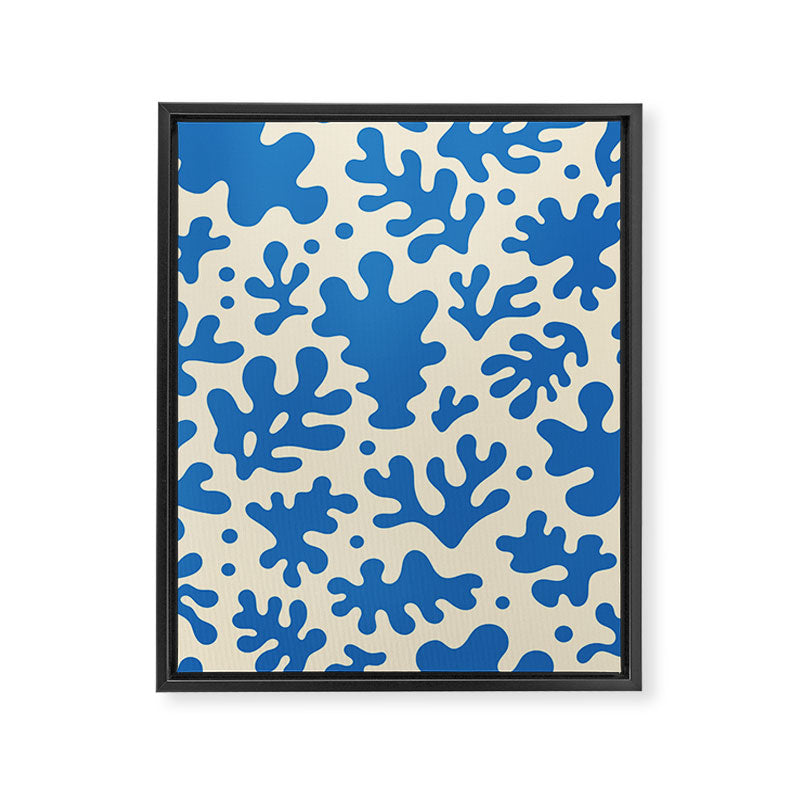 Abstract organic blue leaf art pattern Framed Canvas Print Gallery Image 8