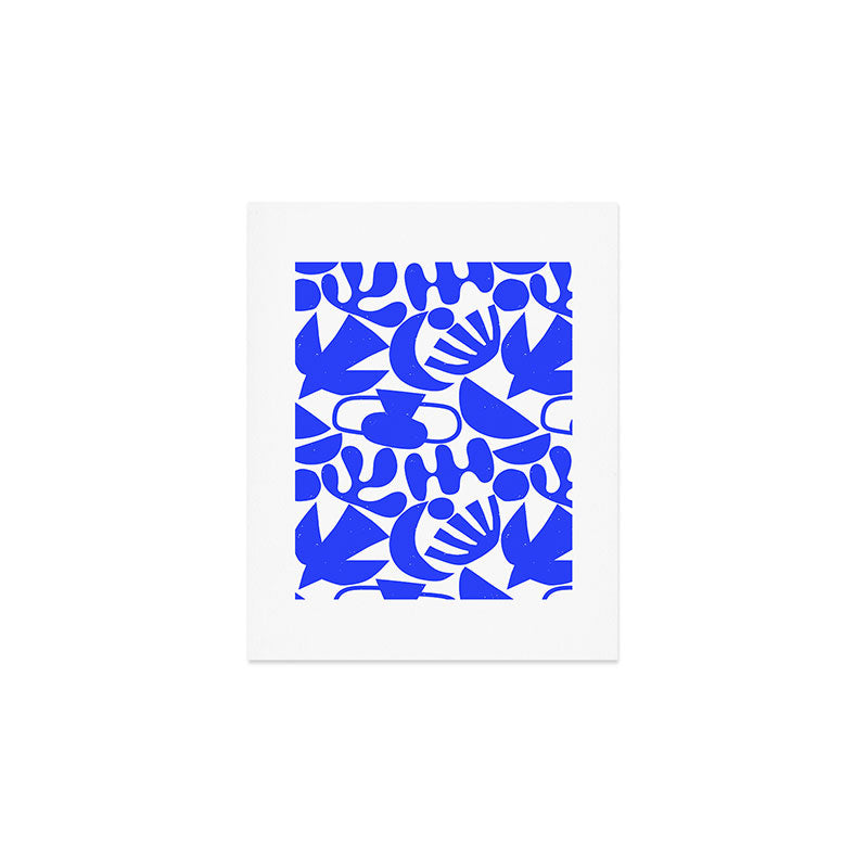 Abstract organic blue shape art pattern Art Print Gallery Image 1