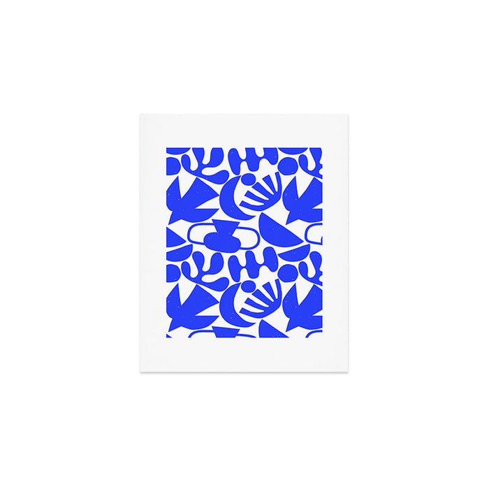 Abstract organic blue shape art pattern Art Print Gallery Image 1