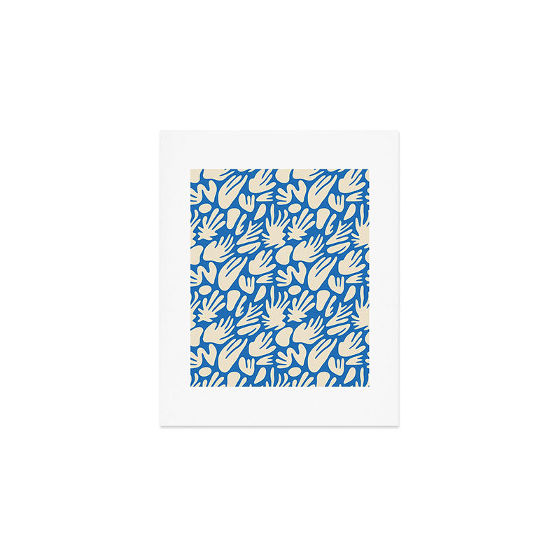 Abstract organic blue shape pattern Art Print Gallery Image 1