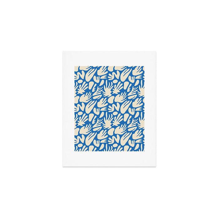 Abstract organic blue shape pattern Art Print Gallery Image 1