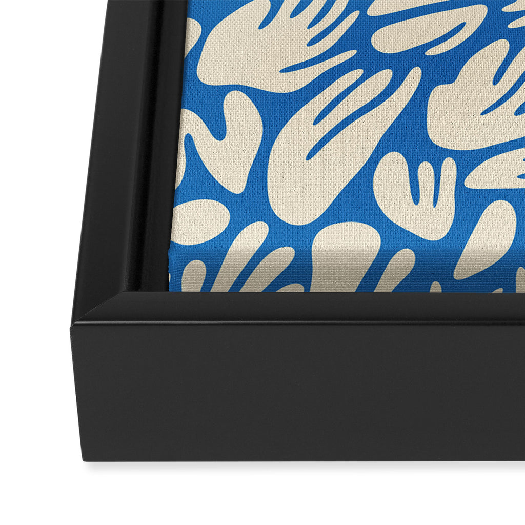 Abstract organic blue shape pattern Framed Canvas Print Gallery Image 3
