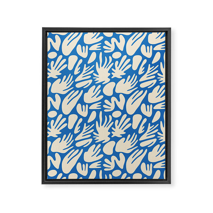 Abstract organic blue shape pattern Framed Canvas Print Gallery Image 1