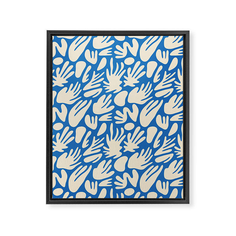 Abstract organic blue shape pattern Framed Canvas Print Gallery Image 8