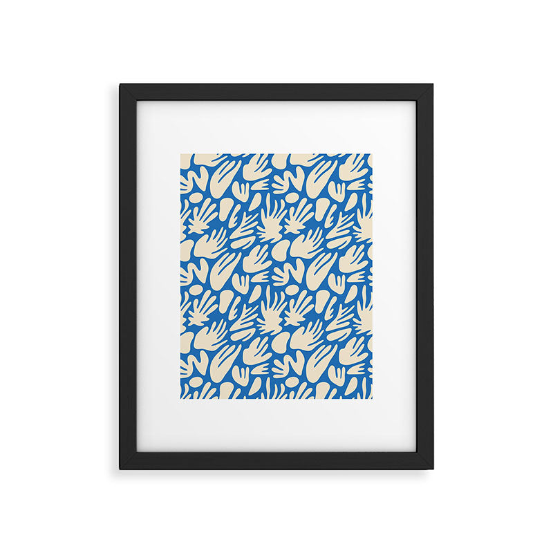 Abstract organic blue shape pattern Framed Art Print Gallery Image 6