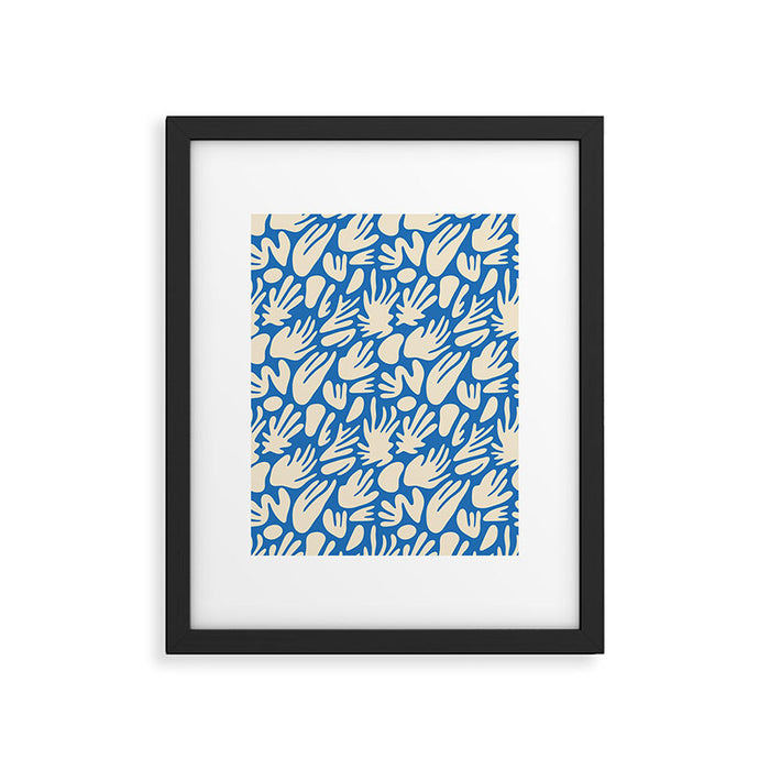Abstract organic blue shape pattern Framed Art Print Gallery Image 1