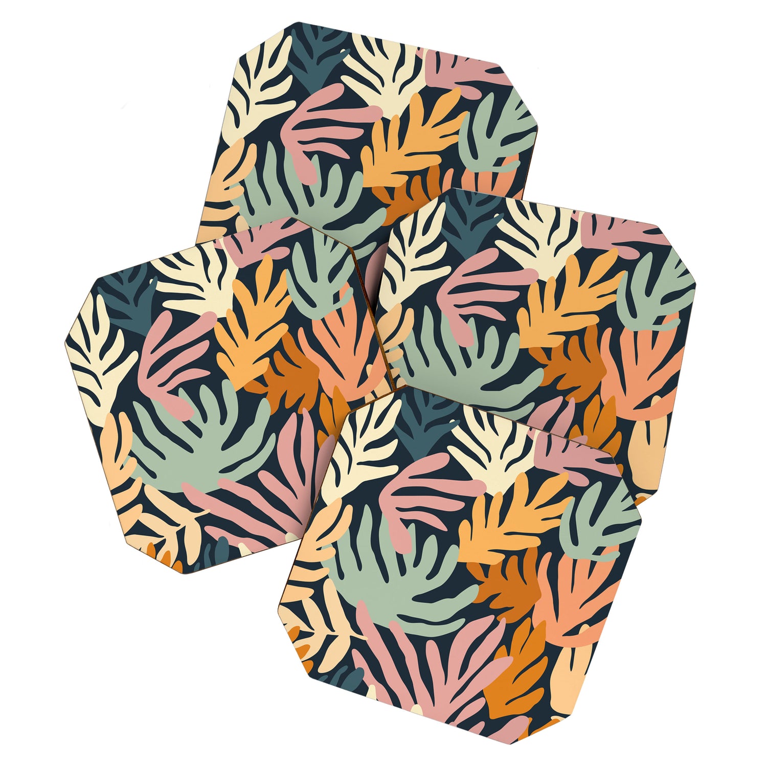 Abstract organic nature plant leaf art pattern Coaster Gallery Image 1