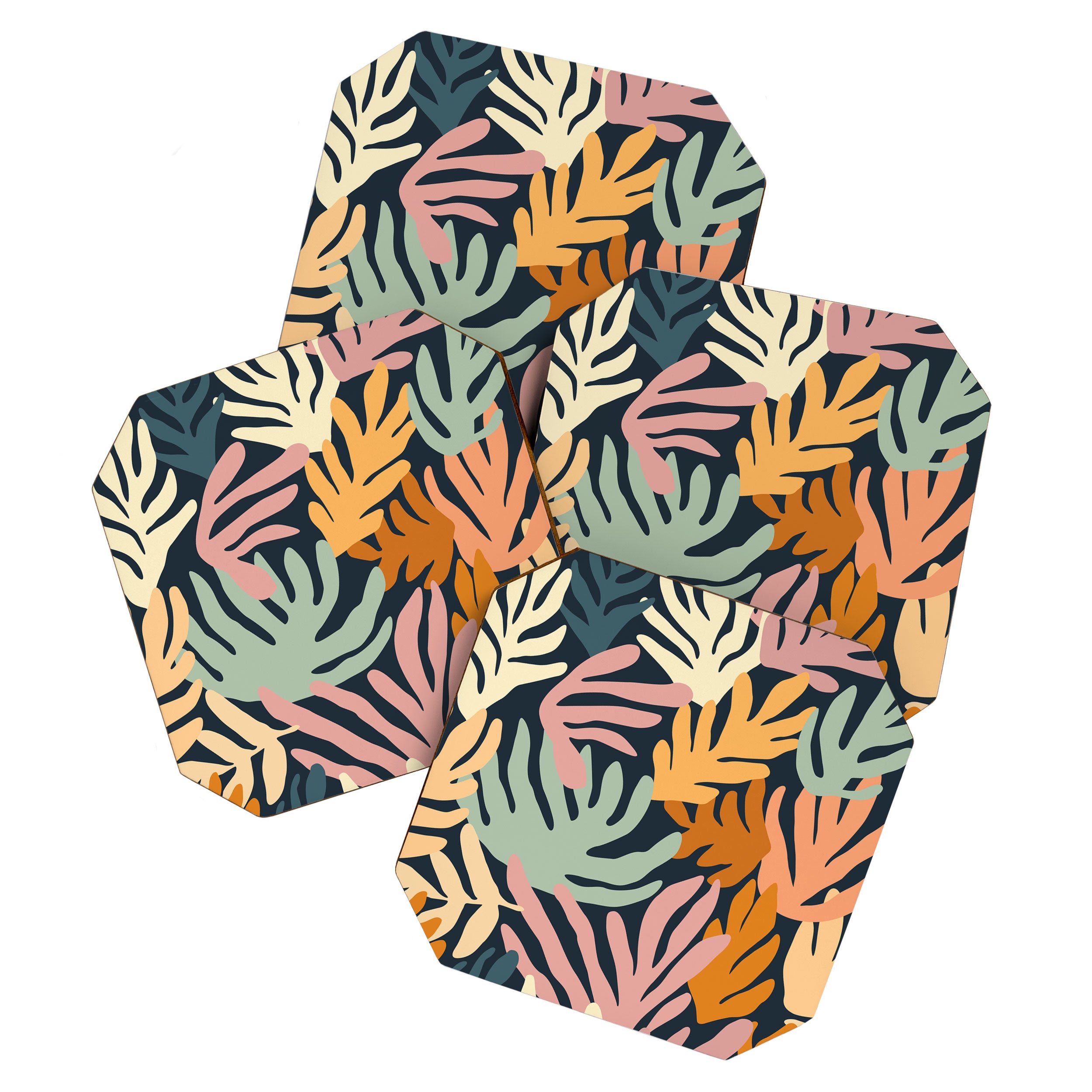Abstract organic nature plant leaf art pattern Coaster Gallery Image 1