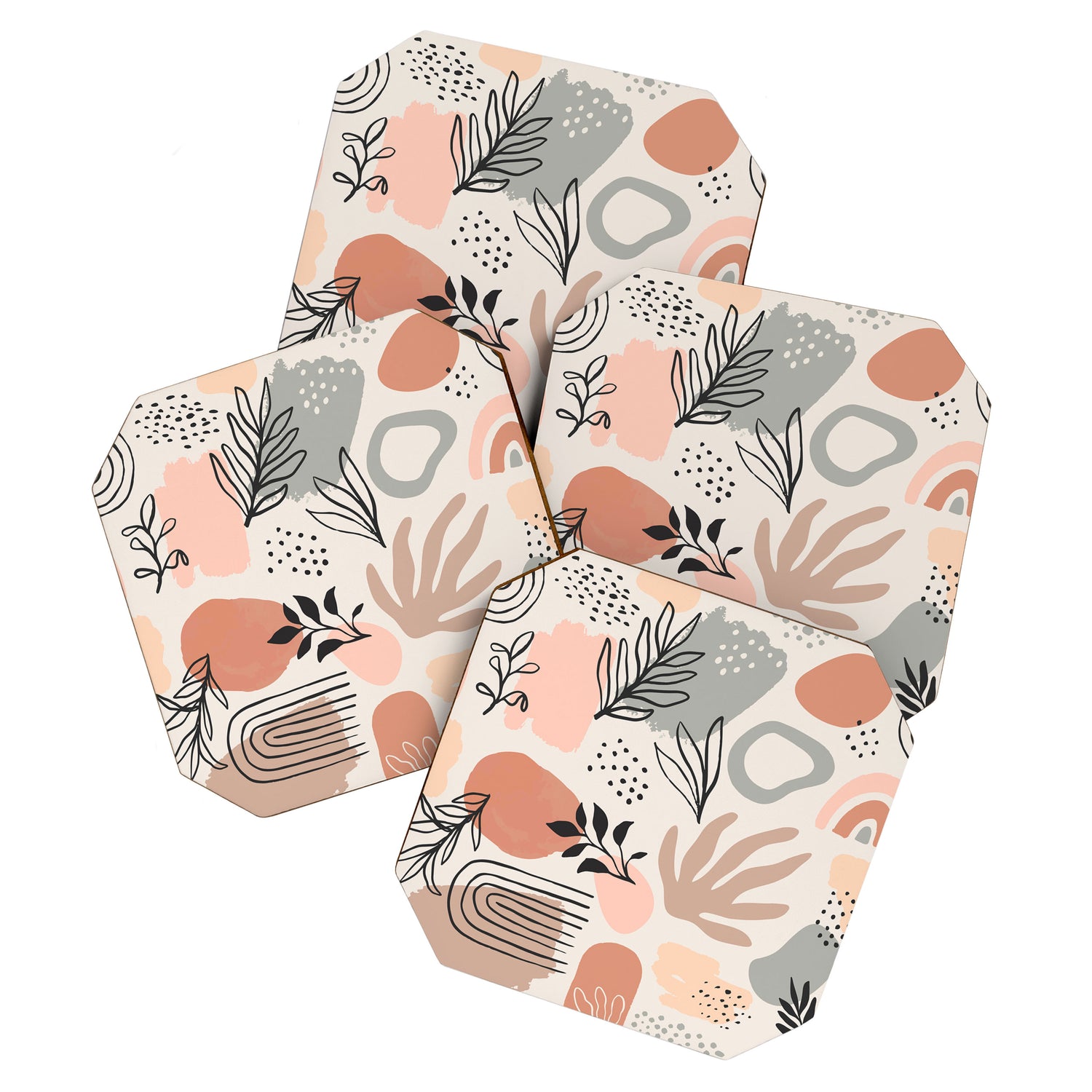 Abstract organic nature shape art pattern Coaster Gallery Image 1