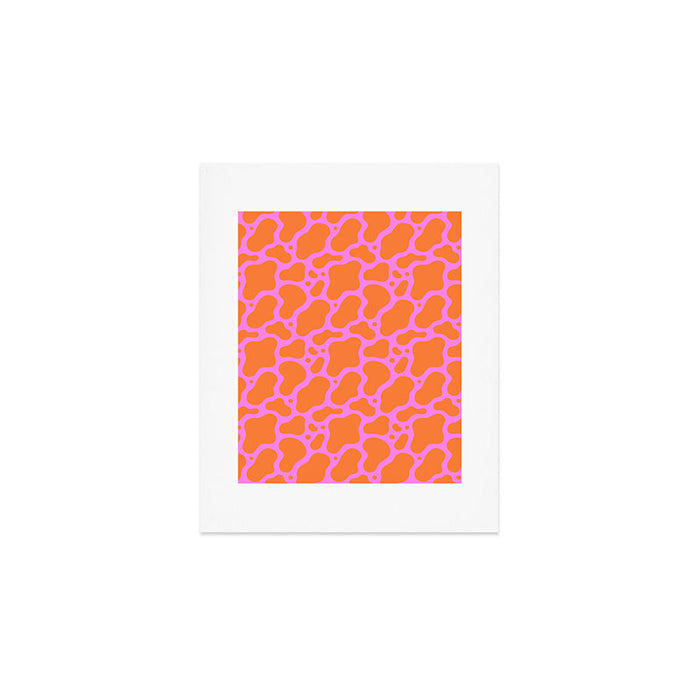 Abstract pink cow print shape pattern Art Print Gallery Image 1
