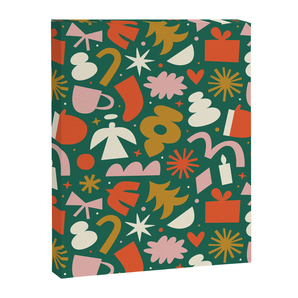 Abstract retro organic christmas shape pattern Canvas Print Gallery Image 3