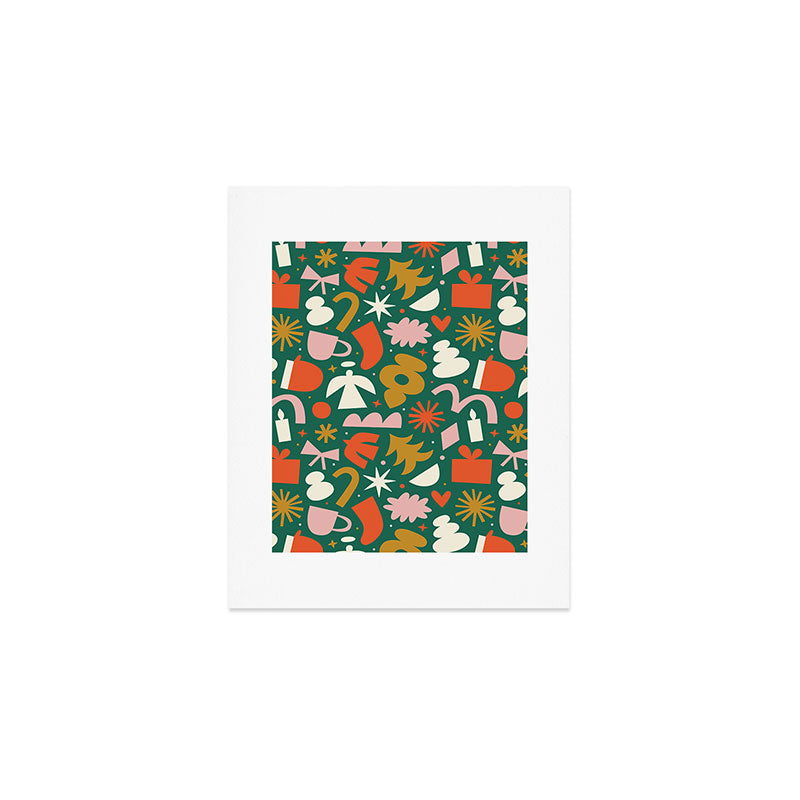 Abstract retro organic christmas shape pattern Art Print Gallery Image 1
