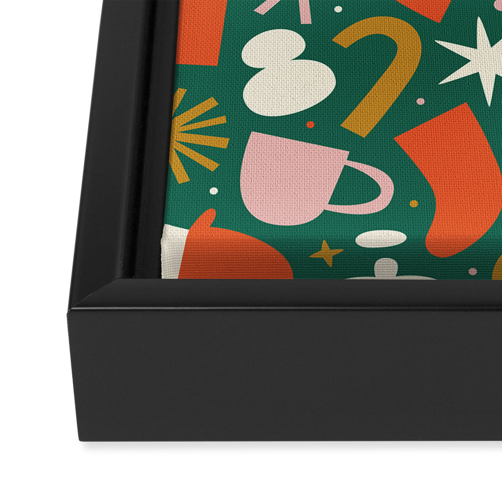 Abstract retro organic christmas shape pattern Framed Canvas Print Gallery Image 3