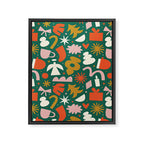 Abstract retro organic christmas shape pattern Framed Canvas Print Gallery Image 8