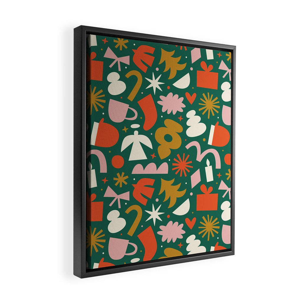 Abstract retro organic christmas shape pattern Framed Canvas Print Gallery Image 2