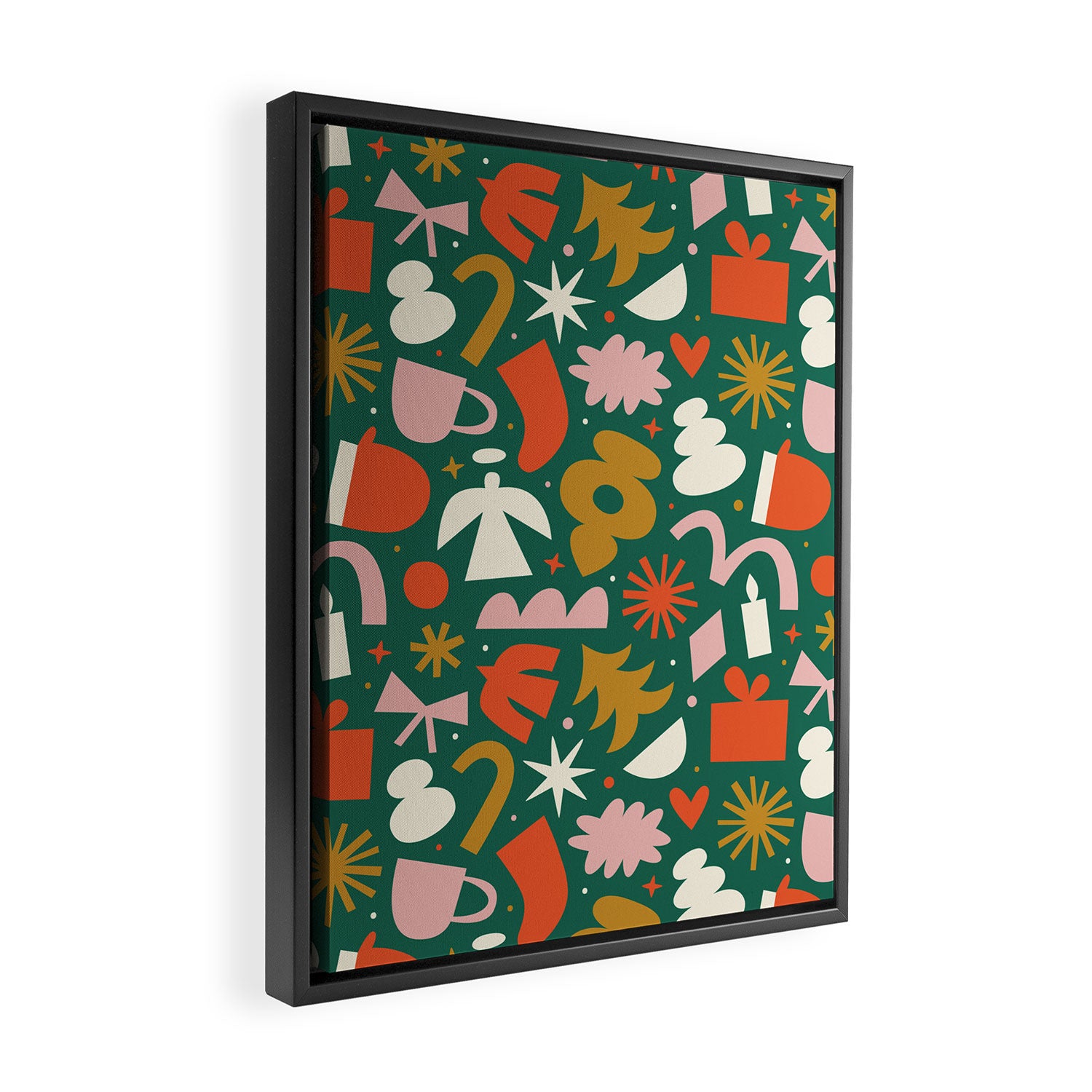 Abstract retro organic christmas shape pattern Framed Canvas Print Gallery Image 2