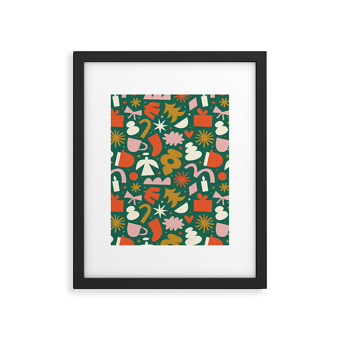Abstract retro organic christmas shape pattern Framed Art Print Gallery Image 1