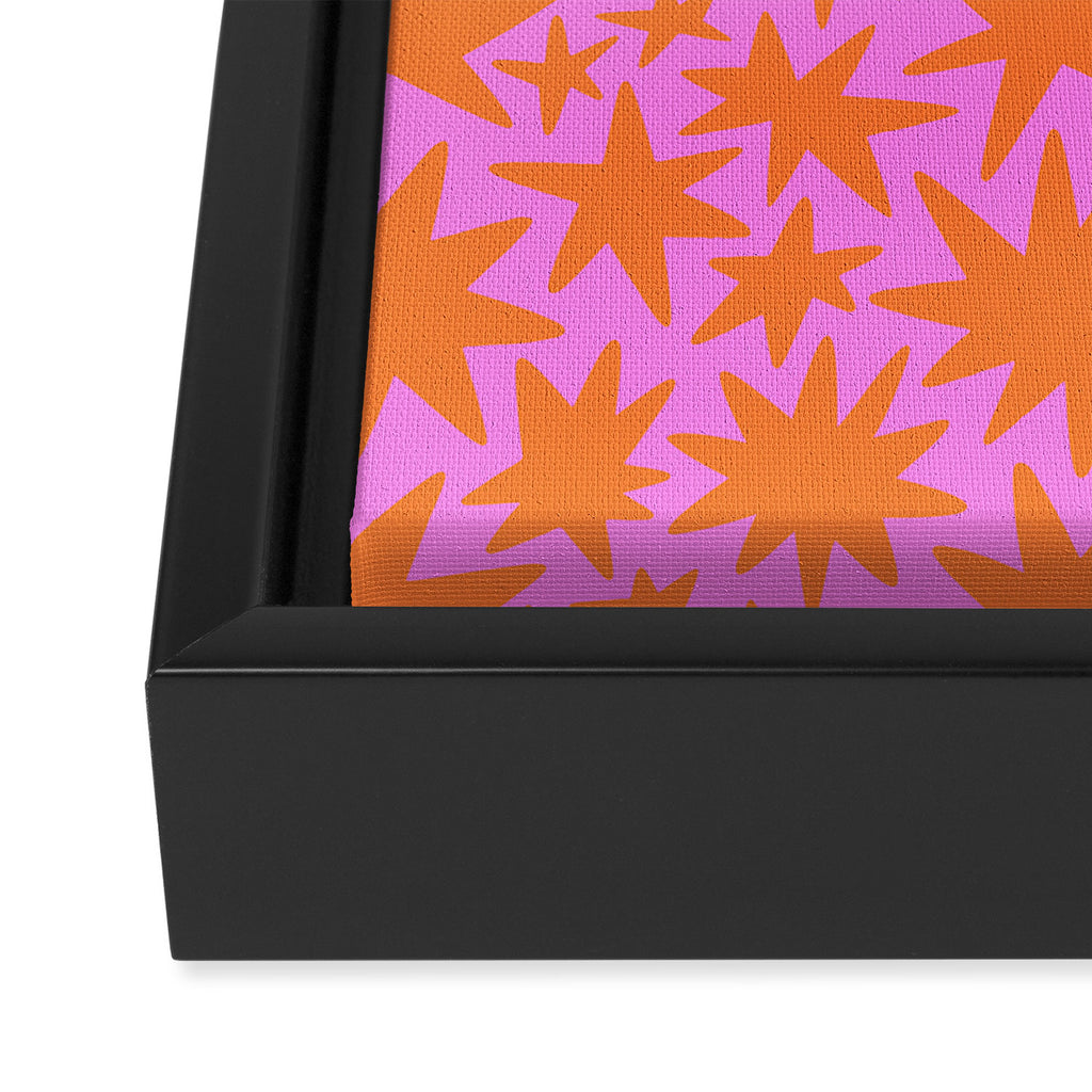 Abstract retro pink star shape pattern Framed Canvas Print Gallery Image 3