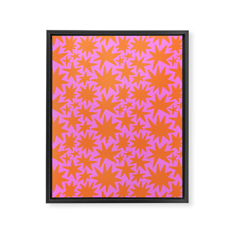 Abstract retro pink star shape pattern Framed Canvas Print Gallery Image 8