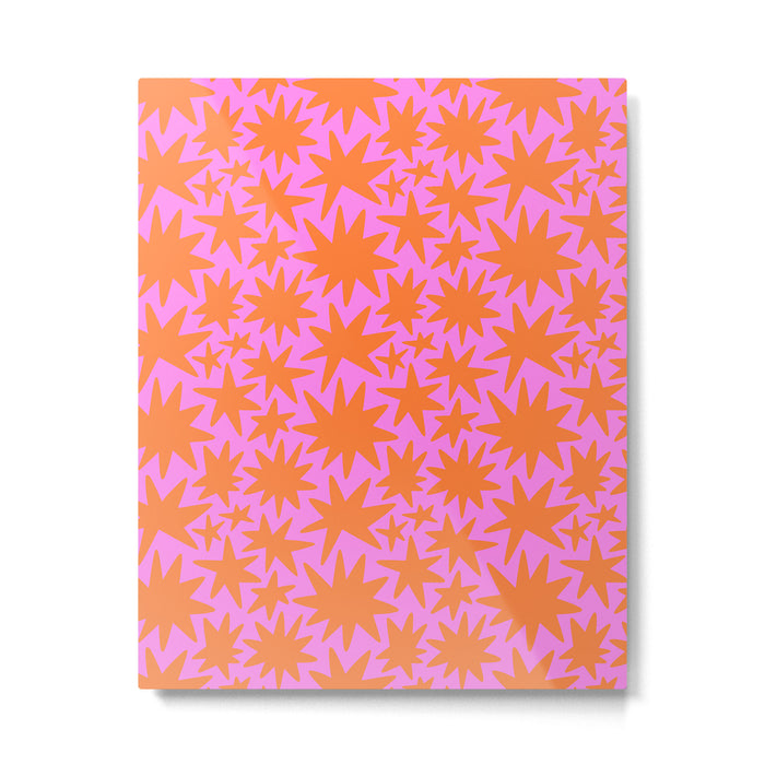 Abstract retro pink star shape pattern Metal Print Gallery Image 1