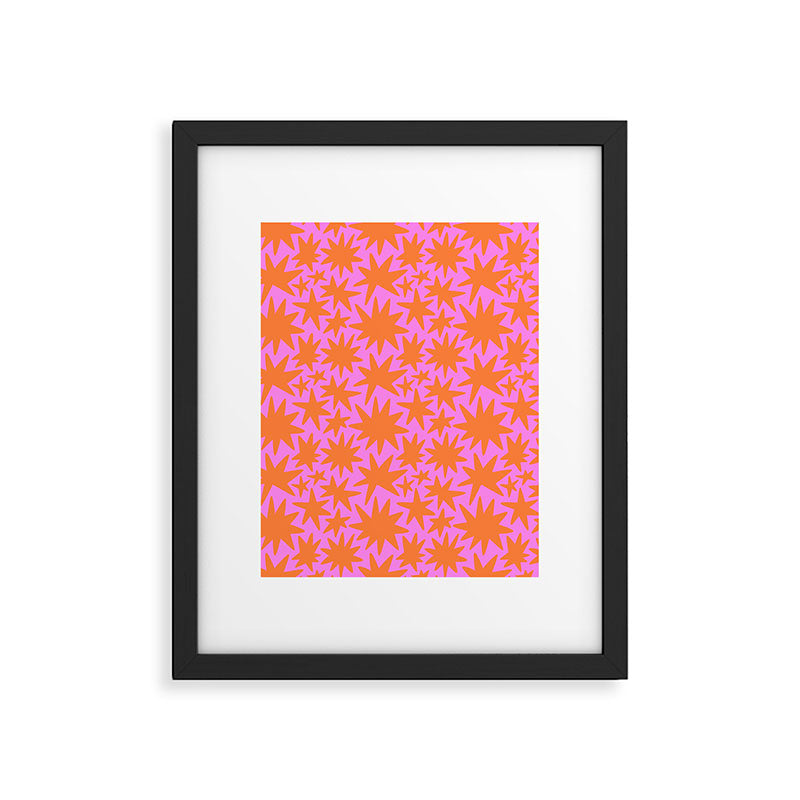 Abstract retro pink star shape pattern Framed Art Print Gallery Image 6