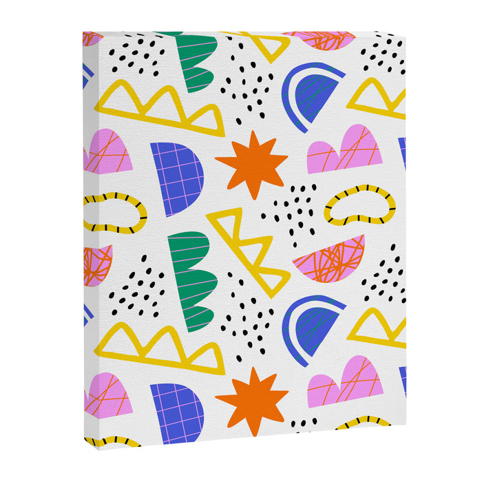 Abstract shape seamless pattern with colorful geometric doodles Canvas Print Gallery Image 1