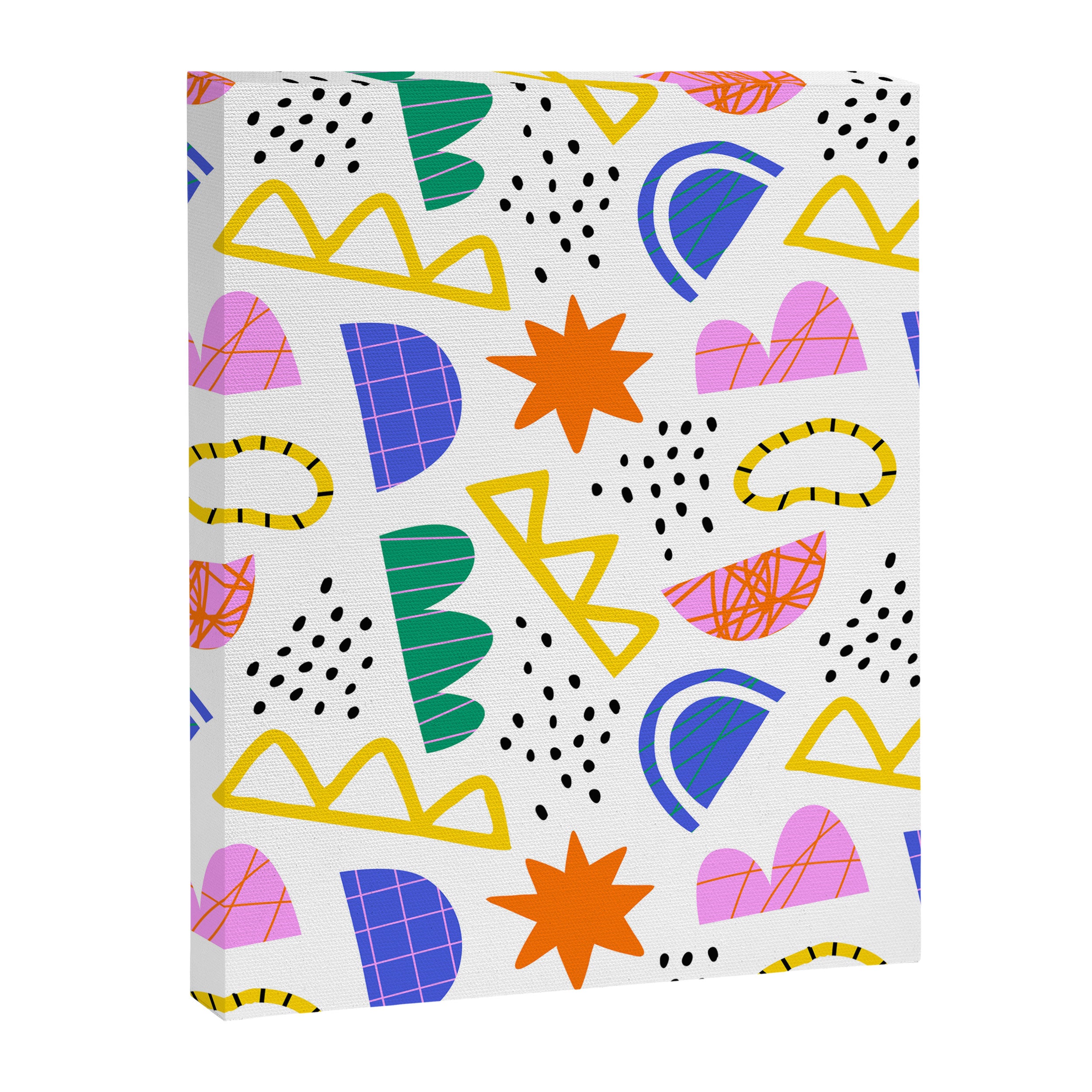Abstract shape seamless pattern with colorful geometric doodles Canvas Print Gallery Image 8